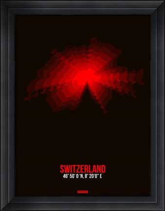 Framed Switzerland Radiant Map 1 Print