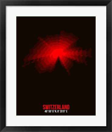 Framed Switzerland Radiant Map 1 Print