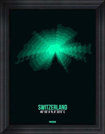Framed Switzerland Radiant Map 3 Print