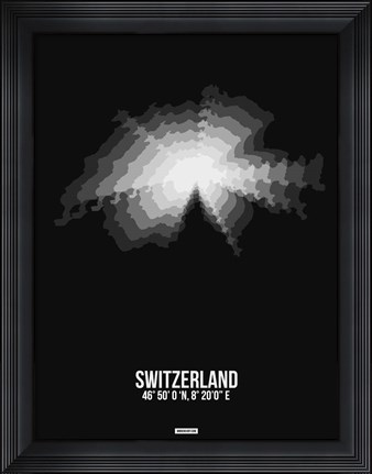 Framed Switzerland Radiant Map 4 Print