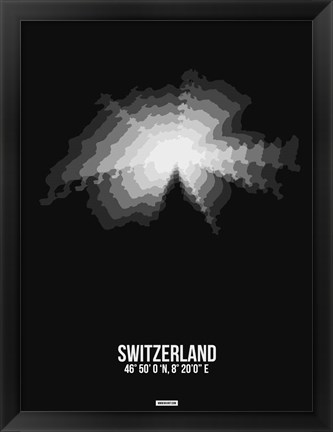 Framed Switzerland Radiant Map 4 Print