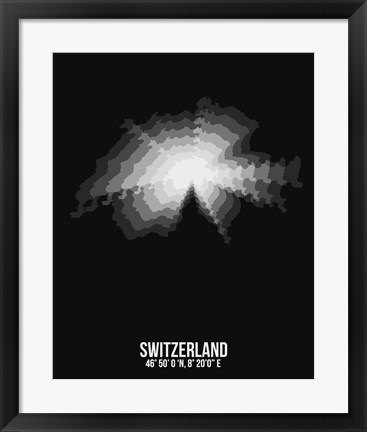 Framed Switzerland Radiant Map 4 Print