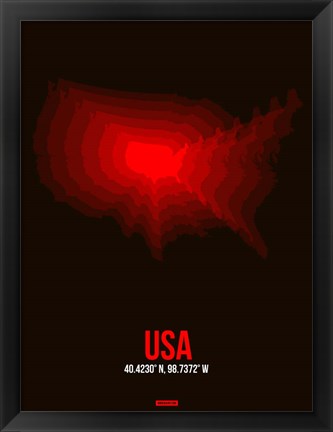 Framed USA Radiant Map 2 Print