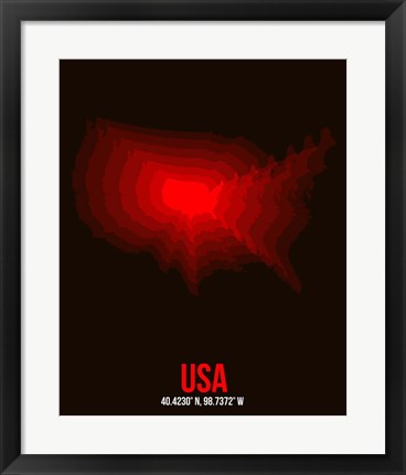 Framed USA Radiant Map 2 Print