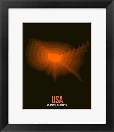 Framed USA Radiant Map 4 Print