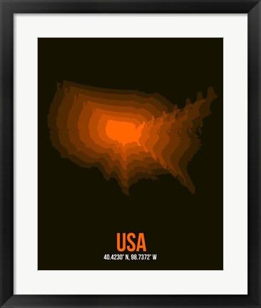 Framed USA Radiant Map 4 Print