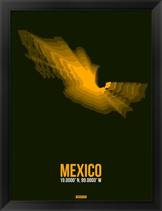 Framed Mexico Radiant Map 1 Print