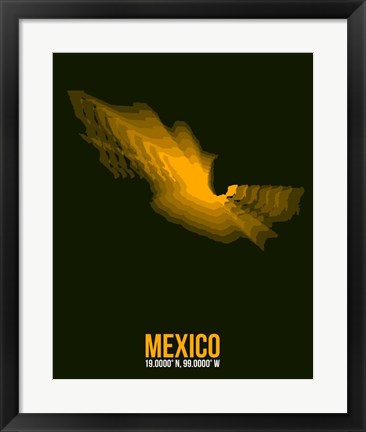 Framed Mexico Radiant Map 1 Print