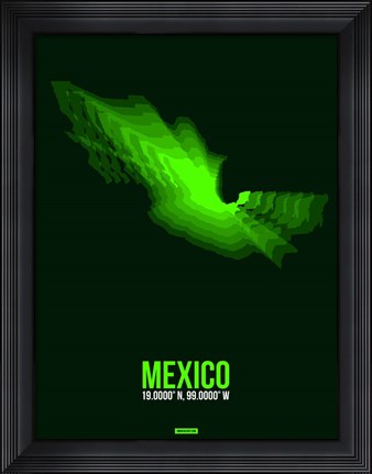 Framed Mexico Radiant Map 2 Print