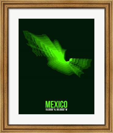 Framed Mexico Radiant Map 2 Print