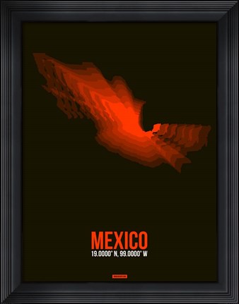 Framed Mexico Radiant Map 3 Print