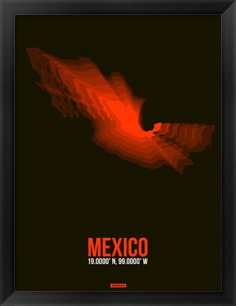 Framed Mexico Radiant Map 3 Print