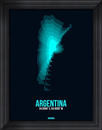 Framed Argentina Radiant Map 1 Print