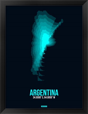 Framed Argentina Radiant Map 1 Print