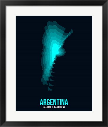 Framed Argentina Radiant Map 1 Print