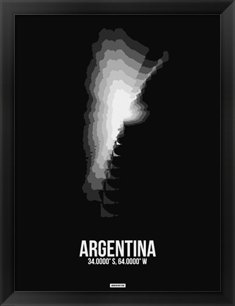 Framed Argentina Radiant Map 3 Print