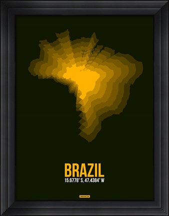 Framed Brazil Radiant Map 1 Print