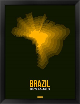 Framed Brazil Radiant Map 1 Print