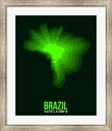 Framed Brazil Radiant Map 2 Print