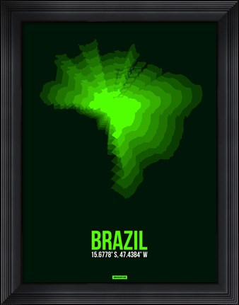 Framed Brazil Radiant Map 2 Print