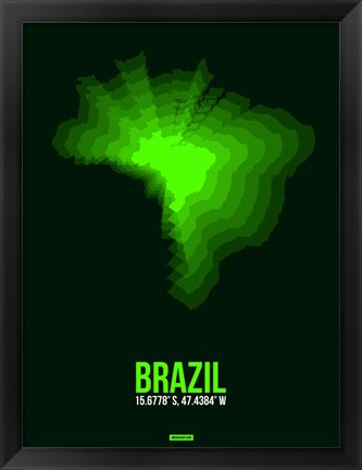 Framed Brazil Radiant Map 2 Print