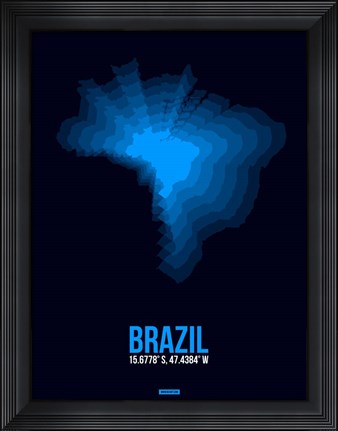 Framed Brazil Radiant Map 3 Print