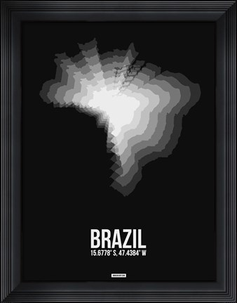Framed Brazil Radiant Map 4 Print