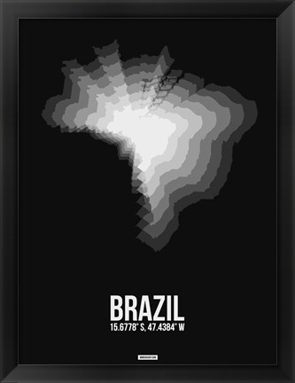 Framed Brazil Radiant Map 4 Print