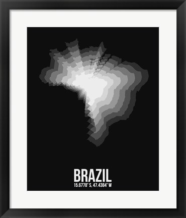 Framed Brazil Radiant Map 4 Print