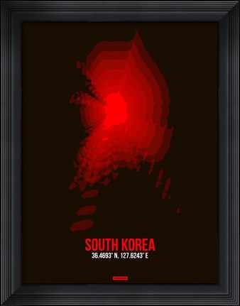 Framed South Korea Radiant Map 1 Print