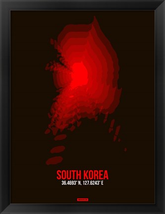 Framed South Korea Radiant Map 1 Print