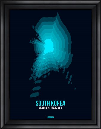 Framed South Korea Radiant Map 2 Print