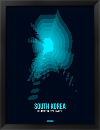 Framed South Korea Radiant Map 2 Print