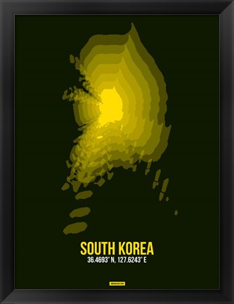 Framed South Korea Radiant Map 3 Print