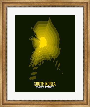 Framed South Korea Radiant Map 3 Print