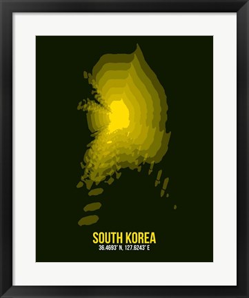 Framed South Korea Radiant Map 3 Print