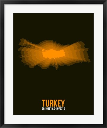 Framed Turkey Radiant Map 2 Print