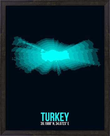 Framed Turkey Radiant Map 3 Print