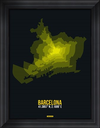 Framed Barcelona Radiant Map 1 Print