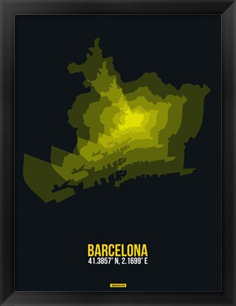 Framed Barcelona Radiant Map 1 Print