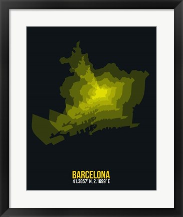 Framed Barcelona Radiant Map 1 Print