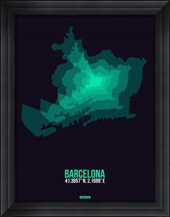Framed Barcelona Radiant Map 2 Print