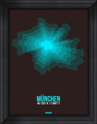 Framed Munchen Radiant Map 1 Print
