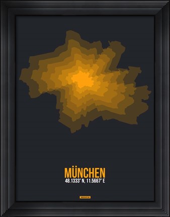 Framed Munchen Radiant Map 3 Print