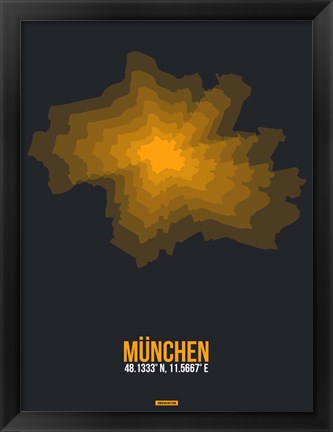 Framed Munchen Radiant Map 3 Print