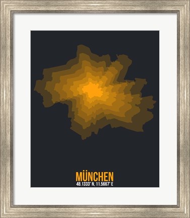 Framed Munchen Radiant Map 3 Print