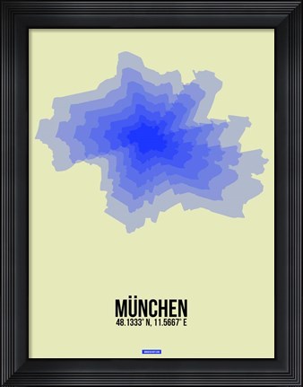 Framed Munchen Radiant Map 4 Print