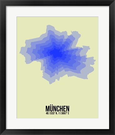 Framed Munchen Radiant Map 4 Print