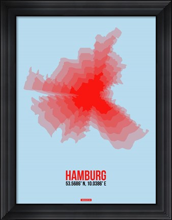 Framed Hamburg Radiant Map 1 Print
