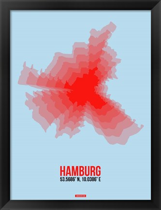 Framed Hamburg Radiant Map 1 Print